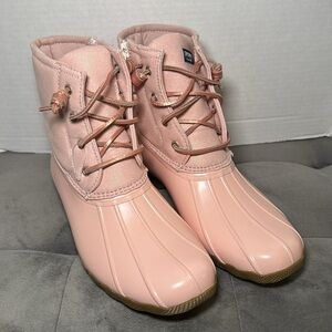 NWOT Sperry Kids Saltwater Rain Boots Blush Pink Size 6